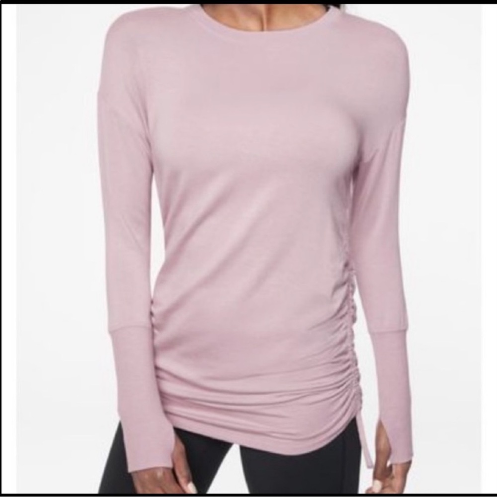 Athleta Dristi lavender tunic with thumbholes & ruched sides $80 - Medium